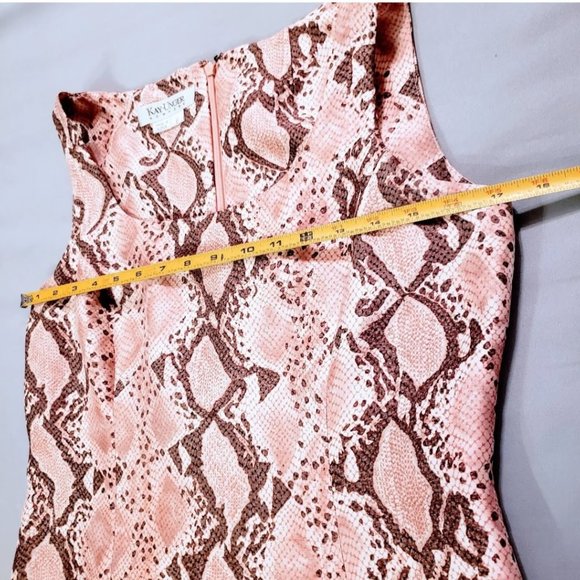 KAY UNGER Dress Blazer Suit Set, Pink Black 100% Silk Snakeskin Pattern Career 8 - Picture 13 of 15